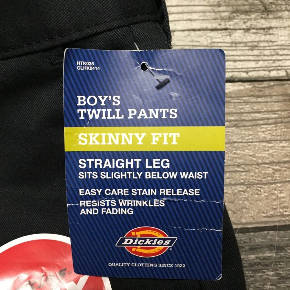 Dickies Skinny Fit Straight Twill Pants Youth Size 18 Black (Inseam 31)
